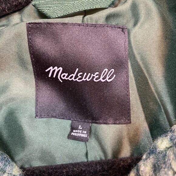 Madewell Belrose‎ Shirt-Jacket in Jacquard Check Women's L Color Palm - Picture 8 of 10